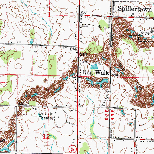 Topographic Map of Dog Walk, IL