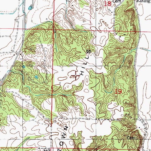 Topographic Map of Dogtown Hills, IL