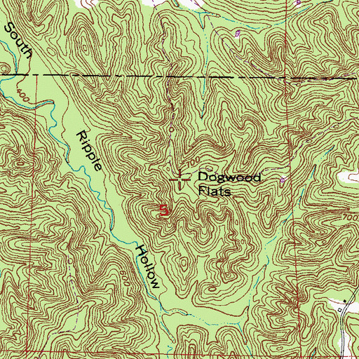 Topographic Map of Dogwood Flats, IL
