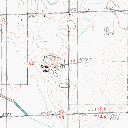 Topographic Map of Dole Hill, IL