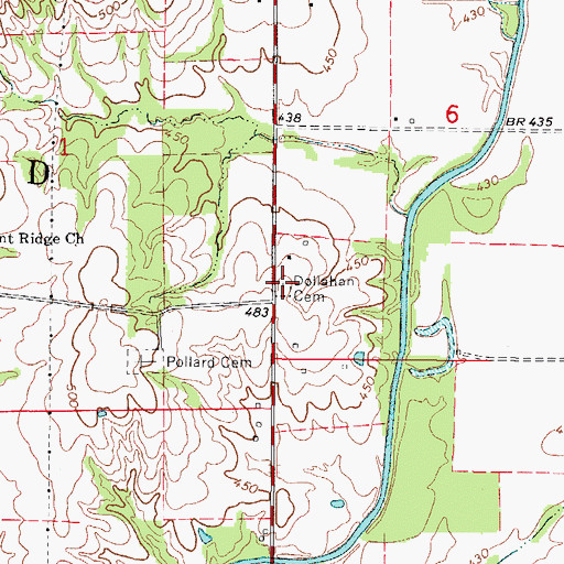 Topographic Map of Dollahan Cemetery, IL