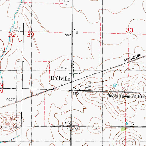 Topographic Map of Dollville, IL