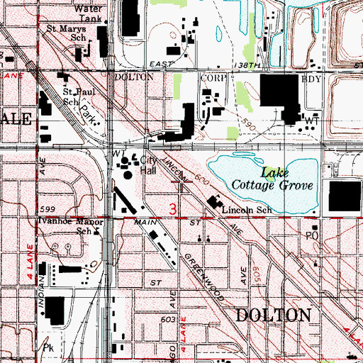 Topographic Map of Dolton, IL