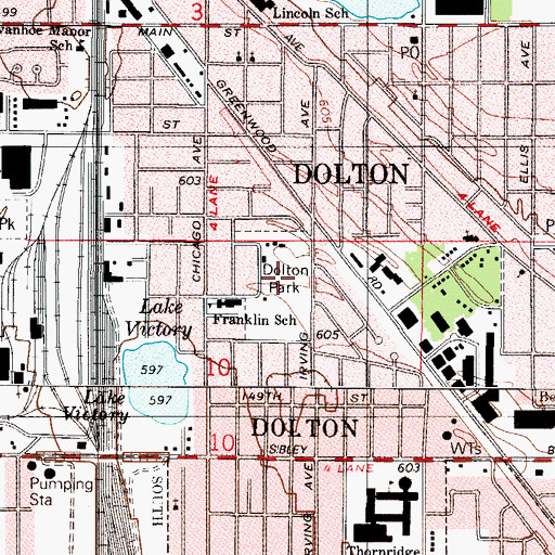 Topographic Map of Dolton Park, IL