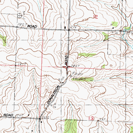 Topographic Map of Donaldson School (historical), IL