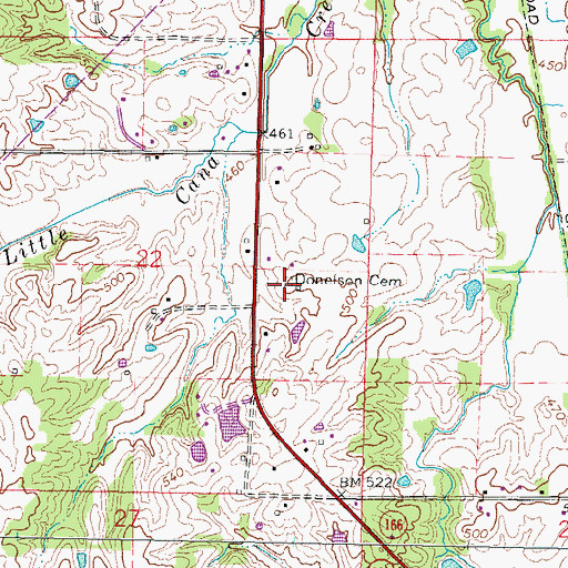 Topographic Map of Donelson Cemetery, IL