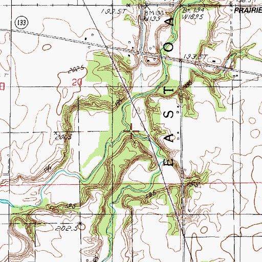 Topographic Map of Donica Creek, IL