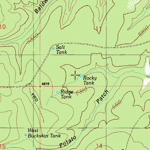 Topographic Map of Rocky Tank, AZ
