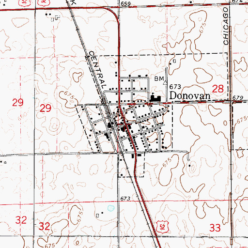 Topographic Map of Donovan, IL