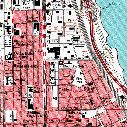 Topographic Map of Doolittle Inter-Upper Elementary School (historical), IL