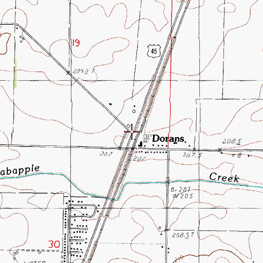 Topographic Map of Dorans, IL