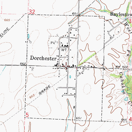 Topographic Map of Dorchester, IL