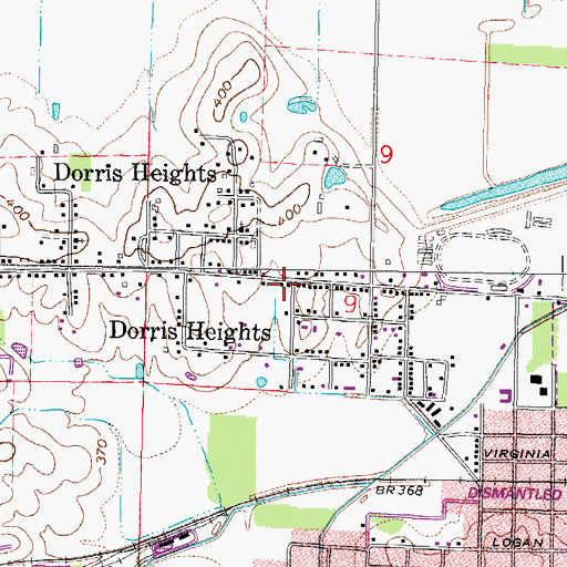 Topographic Map of Dorris Heights, IL