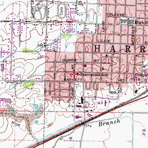 Topographic Map of Dorrisville School, IL