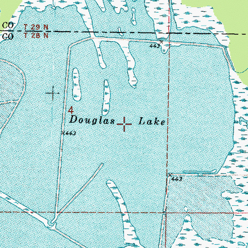 Topographic Map of Douglas Lake, IL