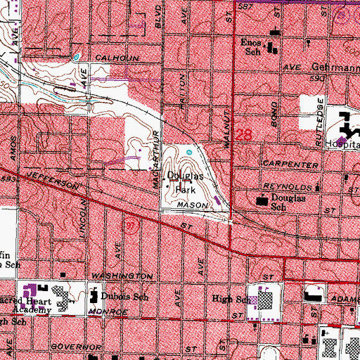 Topographic Map of Douglas Park, IL
