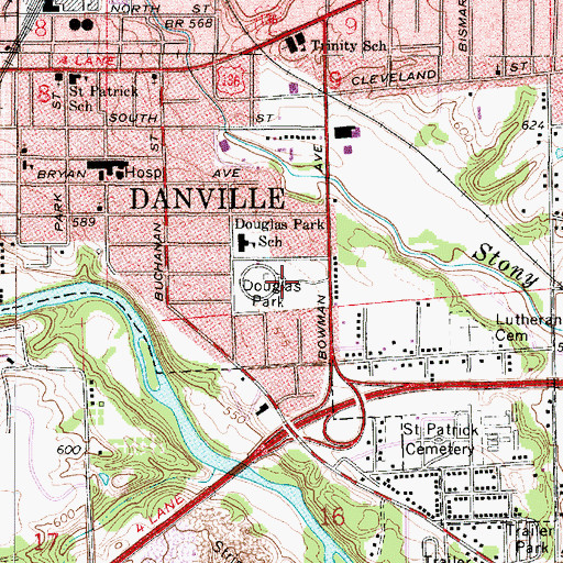 Topographic Map of Douglas Park, IL
