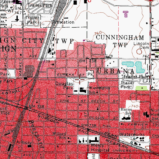 Topographic Map of Douglas Park, IL