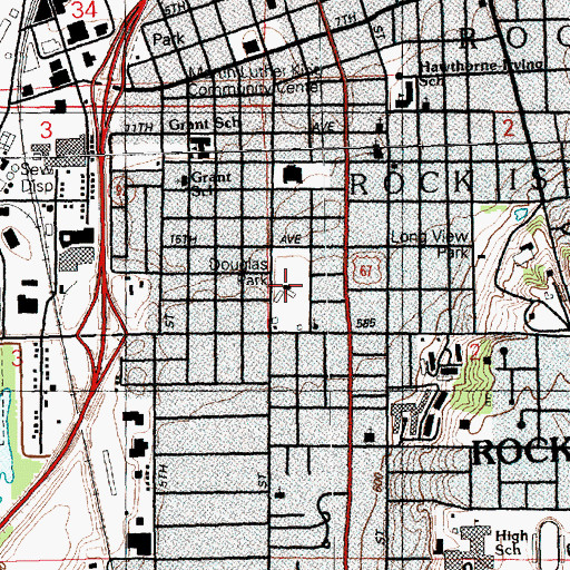 Topographic Map of Douglas Park, IL