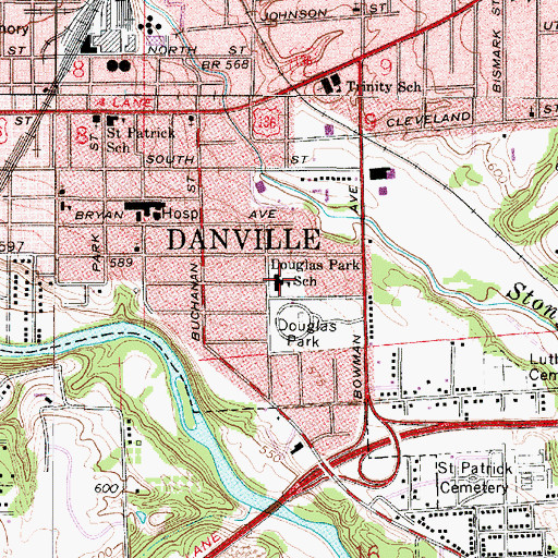 Topographic Map of Douglas Park School, IL