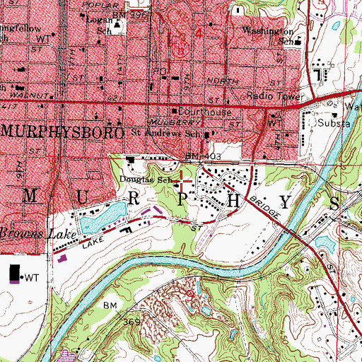 Topographic Map of Douglas School, IL