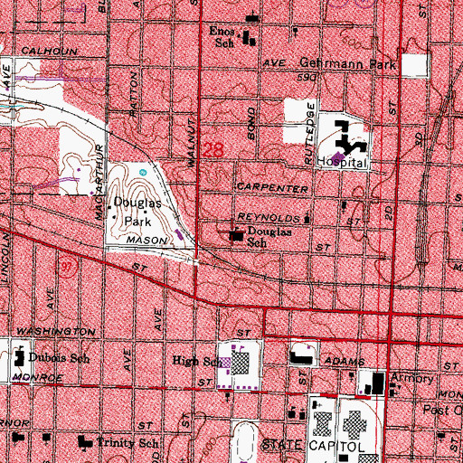 Topographic Map of Douglas School, IL