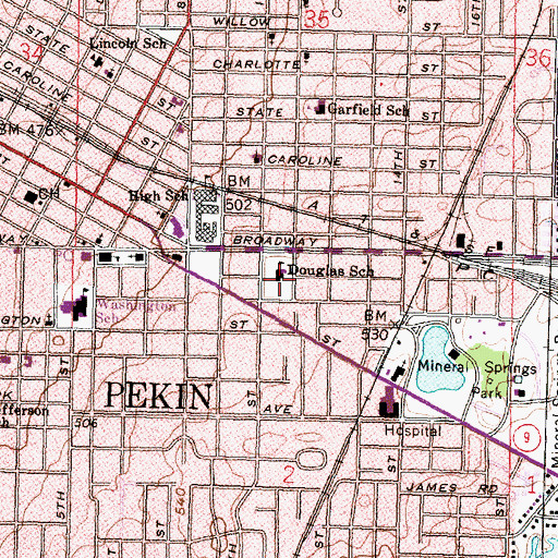 Topographic Map of Douglas School, IL