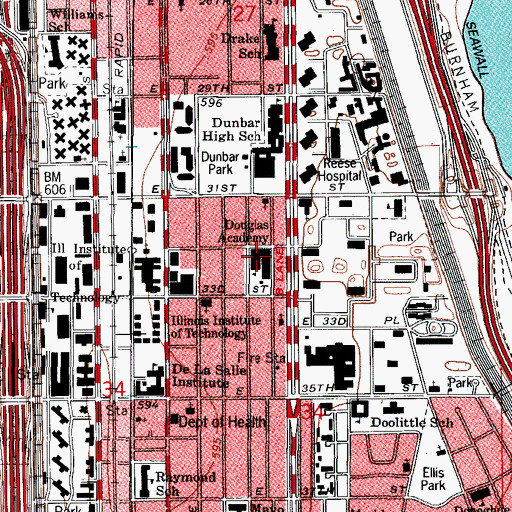 Topographic Map of Douglas Community Academy (historical), IL