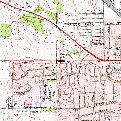 Topographic Map of Lincoln-Douglas Elementary School, IL