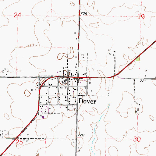 Topographic Map of Dover, IL