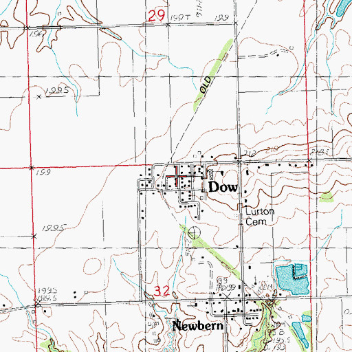 Topographic Map of Dow, IL