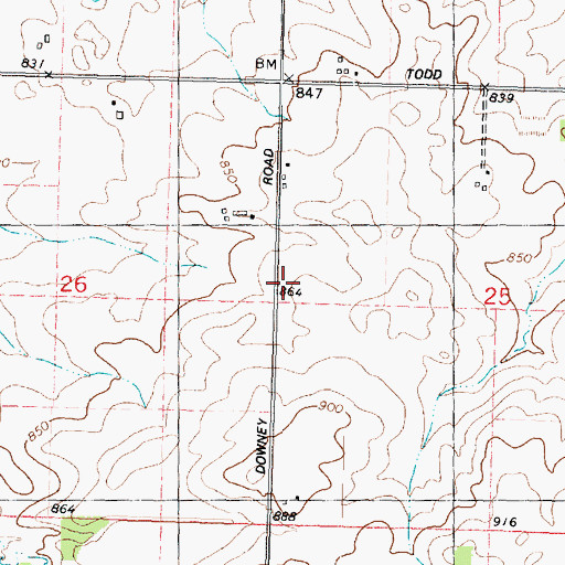 Topographic Map of Downey School (historical), IL