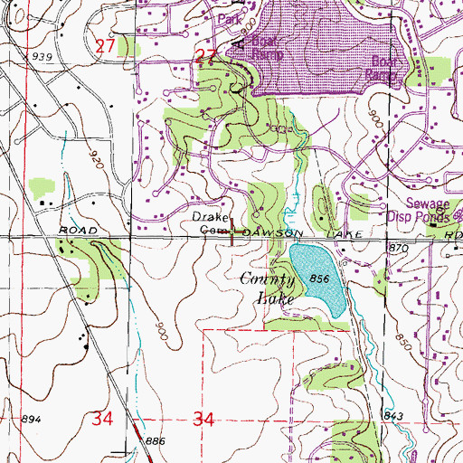 Topographic Map of Drake Cemetery, IL