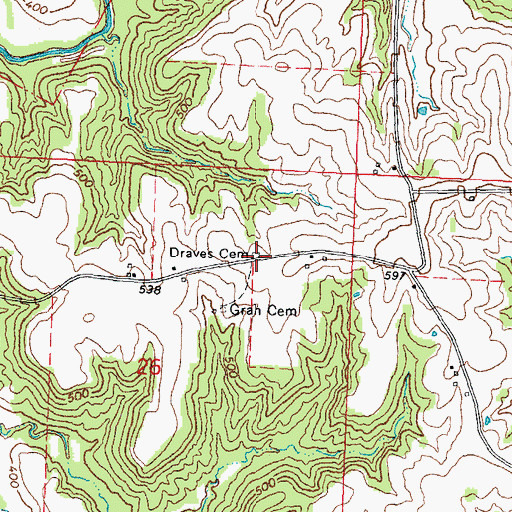 Topographic Map of Draves Cemetery, IL