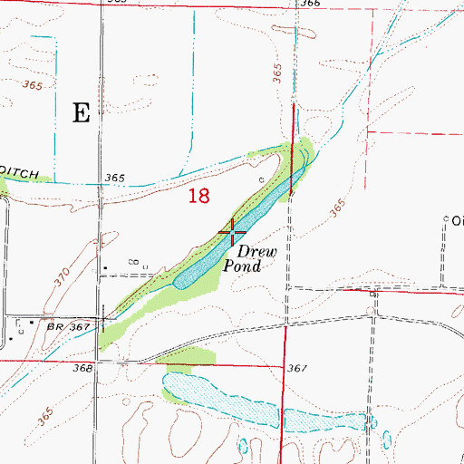 Topographic Map of Drew Pond, IL