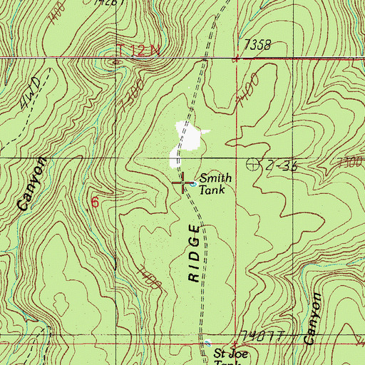 Topographic Map of Smith Tank, AZ