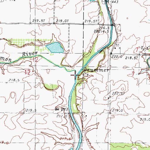 Topographic Map of Drummer Creek, IL