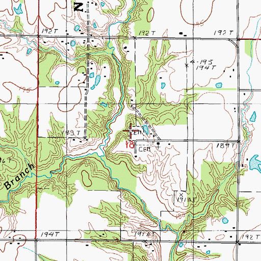 Topographic Map of Drummond Cemetery, IL
