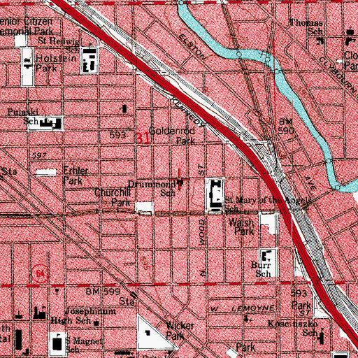 Topographic Map of Drummond Elementary School, IL
