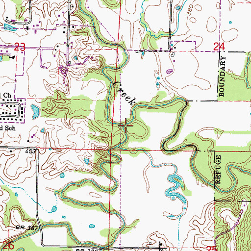Topographic Map of Drury Creek, IL