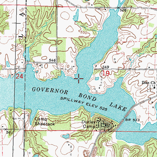 Topographic Map of Dry Branch, IL