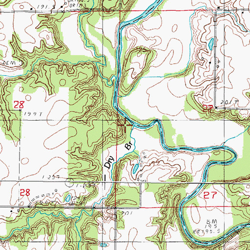 Topographic Map of Dry Branch, IL