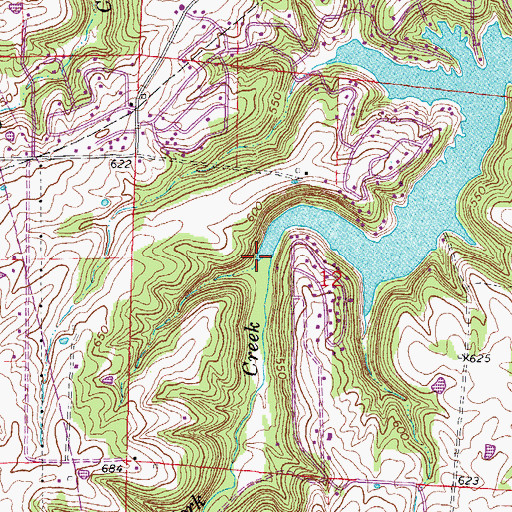 Topographic Map of Dry Fork Creek, IL