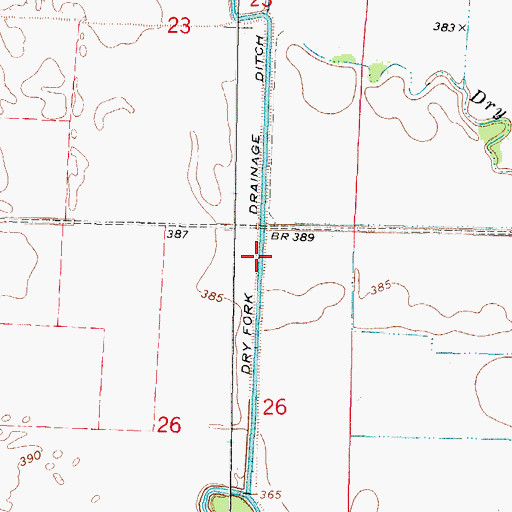 Topographic Map of Dry Fork Drainage Ditch, IL