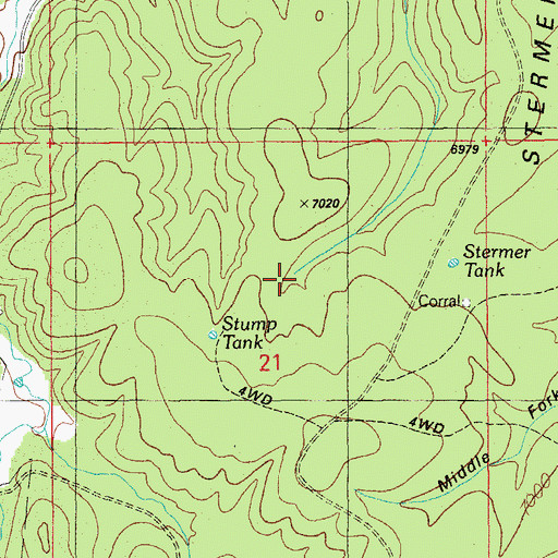Topographic Map of Stump Tank, AZ