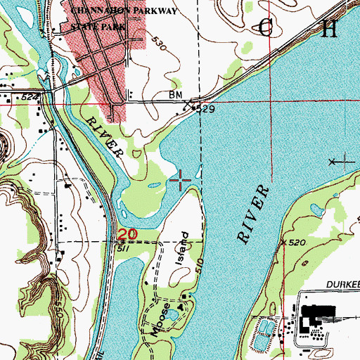 Topographic Map of DuPage River, IL