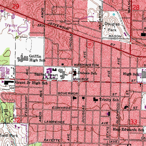 Topographic Map of Dubois Elementary School, IL