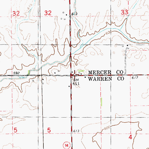 Topographic Map of Duck Creek School (historical), IL