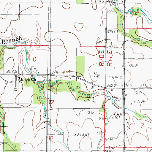 Topographic Map of Dudley School (historical), IL