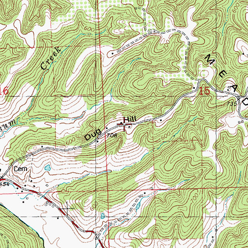 Topographic Map of Dug Hill, IL